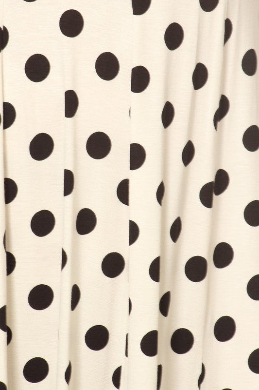 Polka Dot Midi Dress - Relaxed Fit, A-Line, 3/4 Sleeves