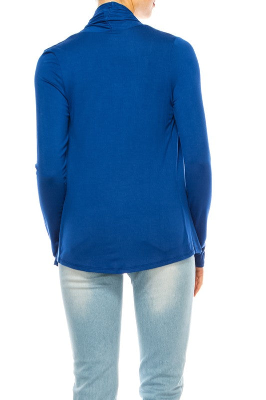 Waist Length Cardigan - Relaxed Fit, Open Front, Asymmetric Hem