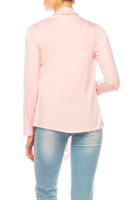 Waist Length Cardigan - Relaxed Fit, Open Front, Asymmetric Hem