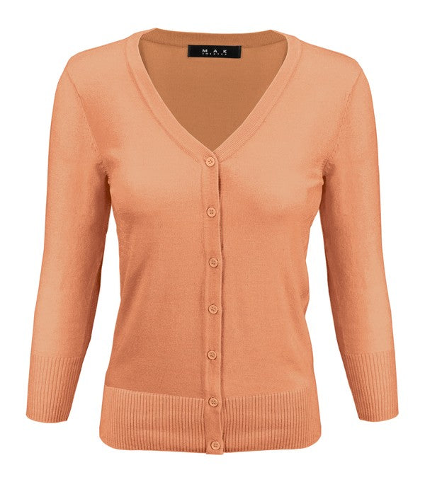 V-Neck Button Down Knit Cardigan Sweater