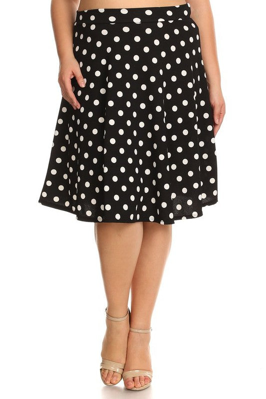 Red Polka Dot A-Line Skirt - High Waisted Knee Length with Relaxed Fit