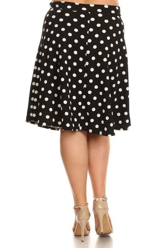 Red Polka Dot A-Line Skirt - High Waisted Knee Length with Relaxed Fit
