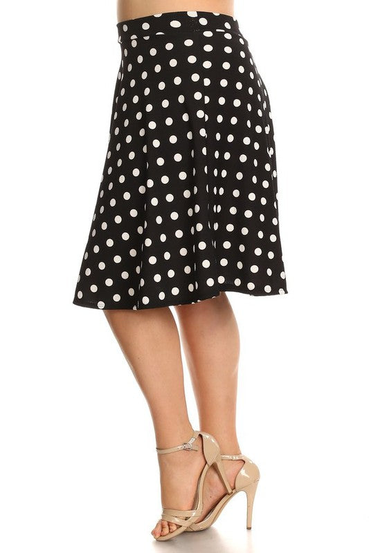Red Polka Dot A-Line Skirt - High Waisted Knee Length with Relaxed Fit