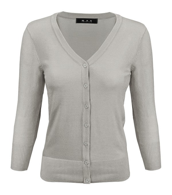 Crewneck Button Down Knit Plus Size  Cardigans