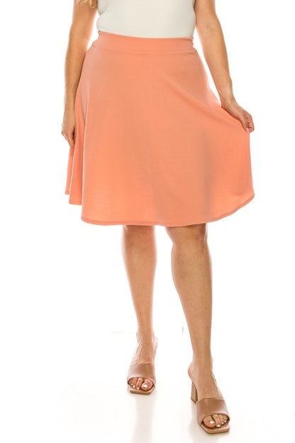Solid High Waisted A-Line Knee Length Skirt - Elegant and Comfortable