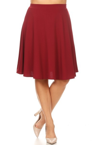 Solid High Waisted A-Line Knee Length Skirt - Elegant and Comfortable