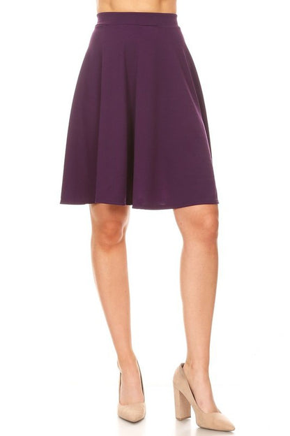 Solid High Waisted A-Line Knee Length Skirt - Stylish and Comfortable