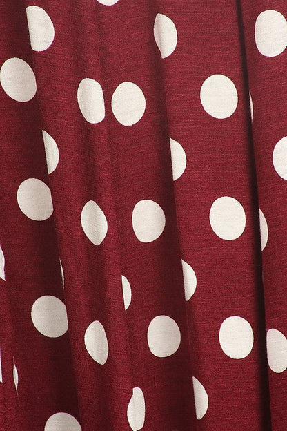 Polka Dot A-Line Midi Dress - Stylish and Flattering with 3/4 Sleeves