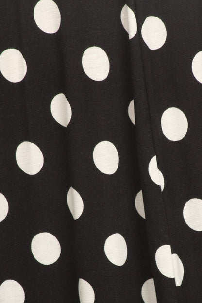 Polka Dot Midi Dress - Relaxed Fit, A-Line, 3/4 Sleeves