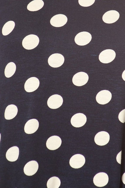 MOA Collection Polka Dot Printed Tunic Top with Short Sleeves and Waist Pockets
