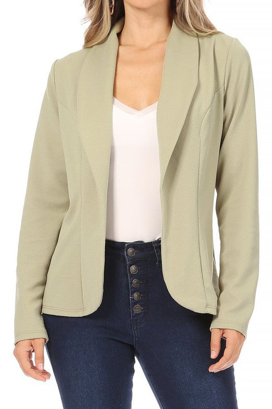 Casual Fitted Blazer with Slim-Fitting Sleeves - Modern Silhouette