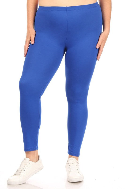 PLUS Size Solid High Rise Leggings - Fitted and Comfy with Elastic Waistband