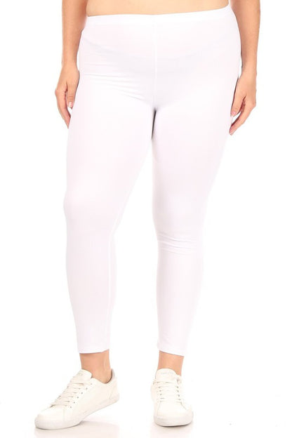 PLUS Size Solid High Rise Leggings - Fitted and Comfy with Elastic Waistband