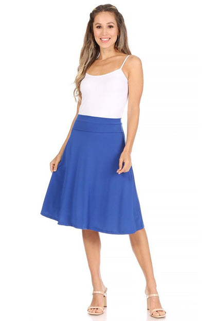 Solid A-line Skirt with Banded Waist - Classic and Comfortable
