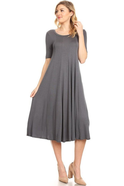 MOA Collection Jersey Knit Short Sleeve Oversized A-Line Dress