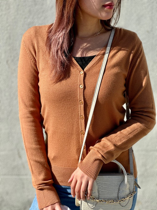 Women's V-Neck Button Down Knit Cardigan Sweater
