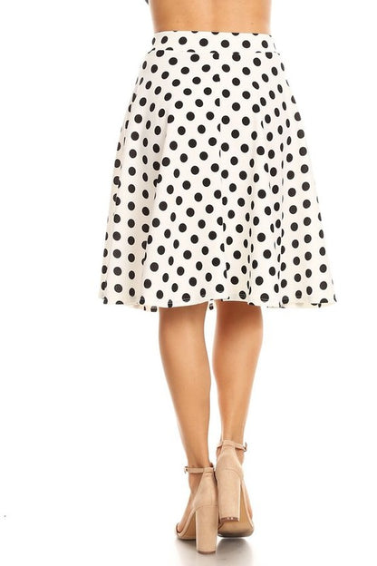 Polka Dot Print A-Line Knee Length Skirt - Elegant and Stylish