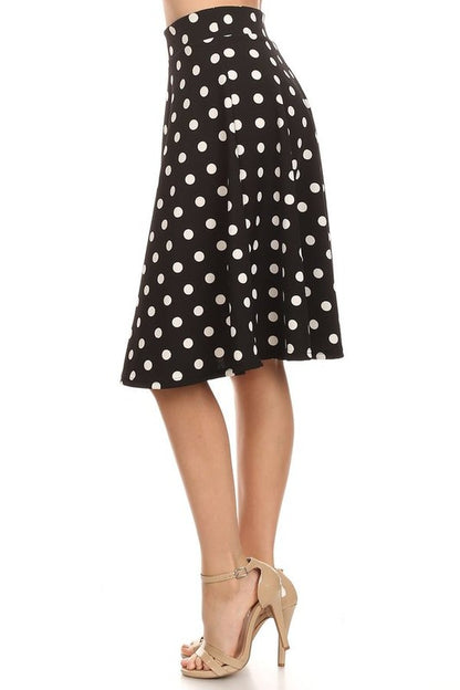 Polka Dot Print A-Line Knee Length Skirt - Elegant and Stylish