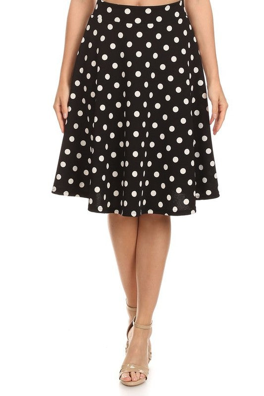 Polka Dot Print A-Line Knee Length Skirt - Elegant and Stylish