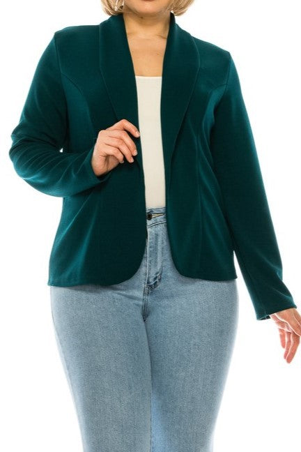 MOA Collection Long Sleeve Open Front Waist-Length Blazer Jacket