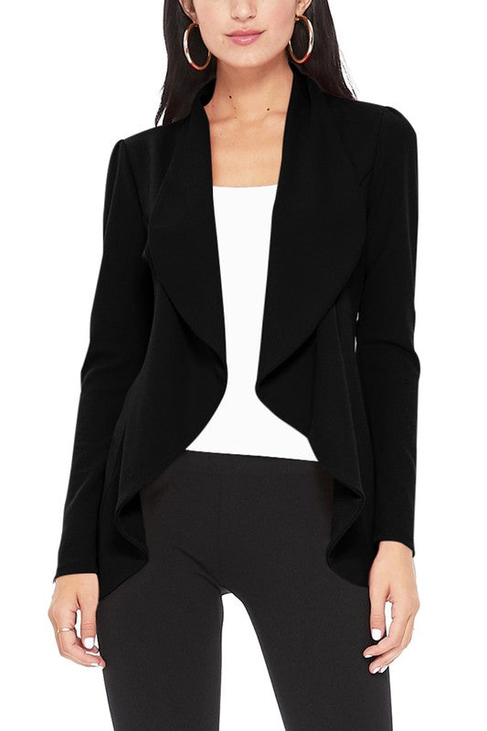 Solid Waist Length Blazer - Unique and Eye-Catching Look