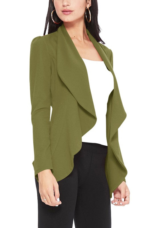 Solid Waist Length Blazer - Unique and Eye-Catching Look