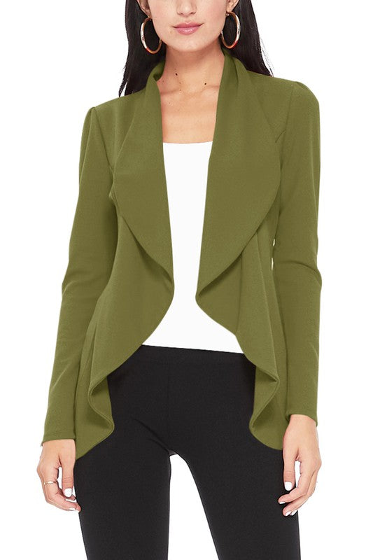 Solid Waist Length Blazer - Unique and Eye-Catching Look