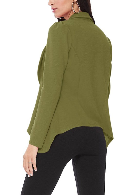 Solid Waist Length Blazer - Unique and Eye-Catching Look