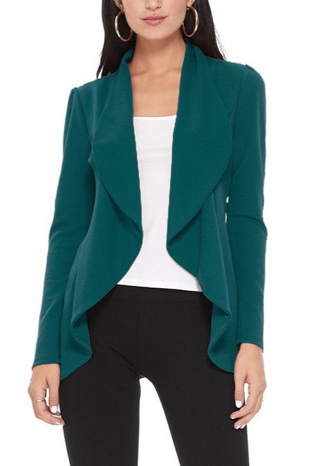 Solid Waist Length Blazer - Unique and Eye-Catching Look