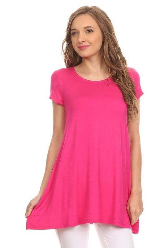MOA Collection Relaxed Fit Knit Tunic Top with Round Neck and Side Pockets