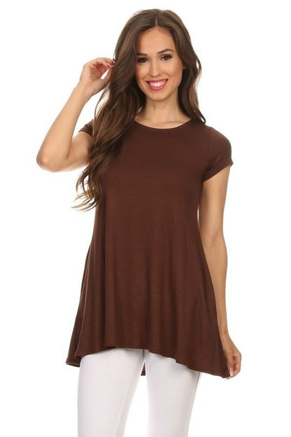 MOA Collection Relaxed Fit Knit Tunic Top with Round Neck and Side Pockets