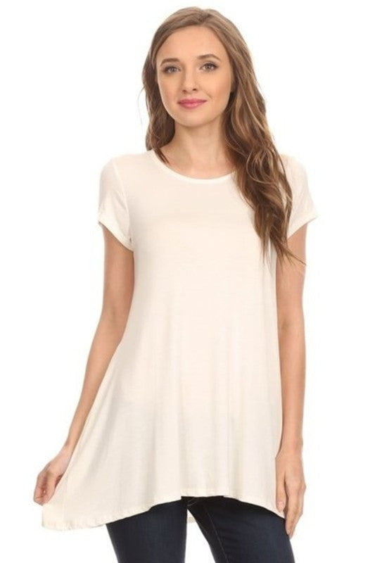 MOA Collection Relaxed Fit Knit Tunic Top with Round Neck and Side Pockets
