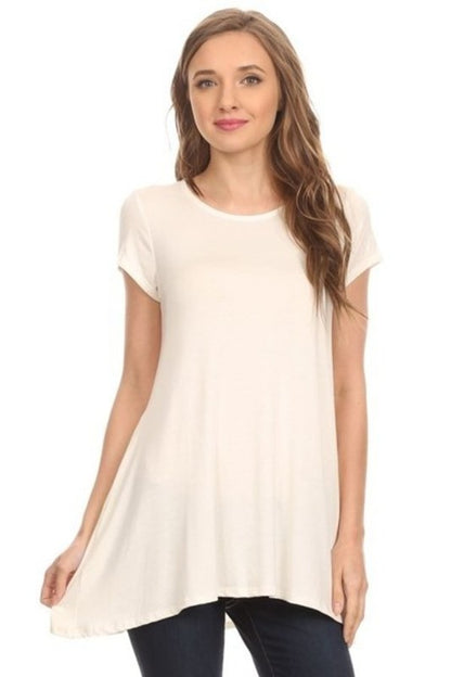 MOA Collection Relaxed Fit Knit Tunic Top with Round Neck and Side Pockets