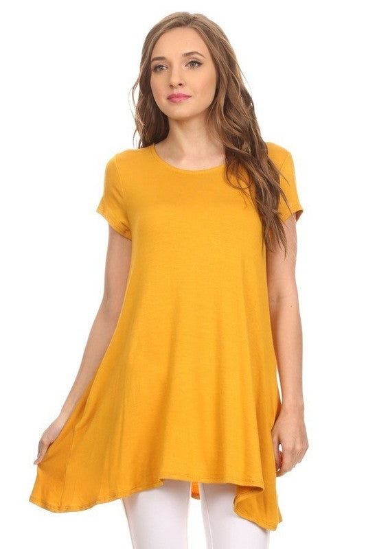 MOA Collection Relaxed Fit Knit Tunic Top with Round Neck and Side Pockets