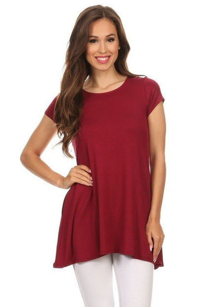 MOA Collection Relaxed Fit Knit Tunic Top with Round Neck and Side Pockets