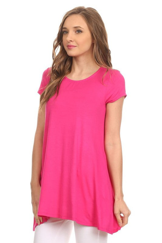 MOA Collection Relaxed Fit Knit Tunic Top with Round Neck and Side Pockets