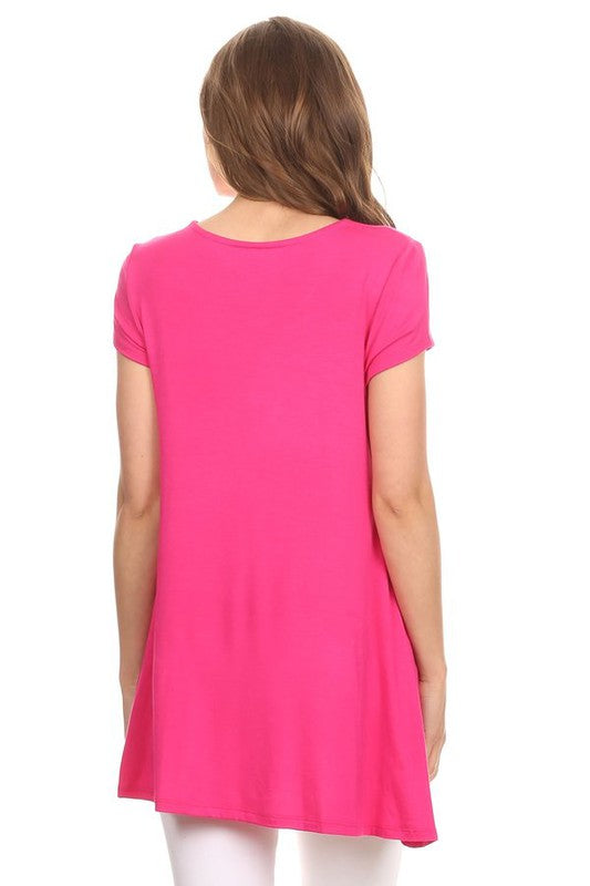 MOA Collection Relaxed Fit Knit Tunic Top with Round Neck and Side Pockets