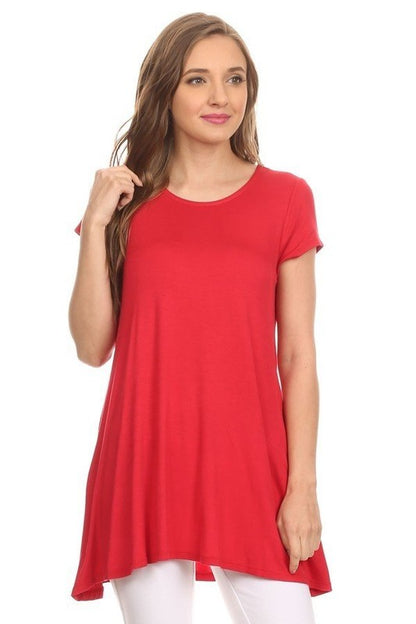 MOA Collection Relaxed Fit Knit Tunic Top with Round Neck and Side Pockets