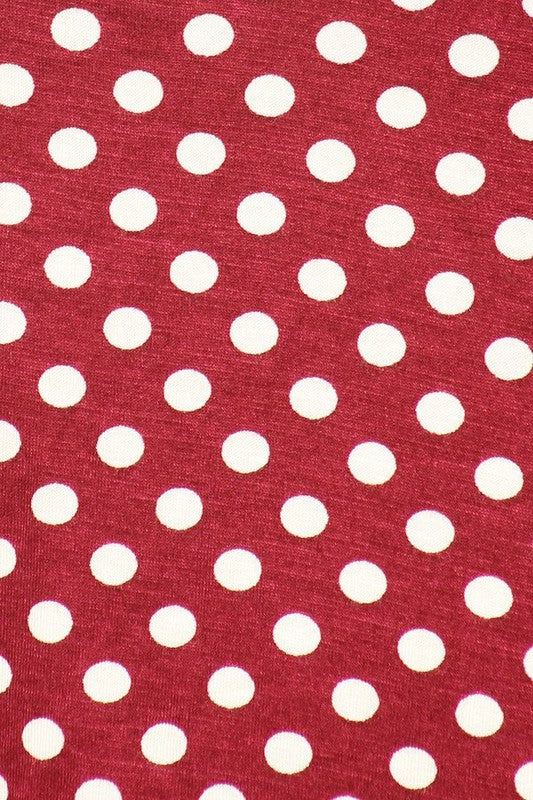 Polka Dot Print Top - Plus Size, Relaxed Fit with Crew Neck and Pockets