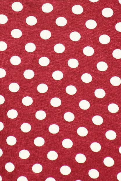Polka Dot Print Top - Plus Size, Relaxed Fit with Crew Neck and Pockets