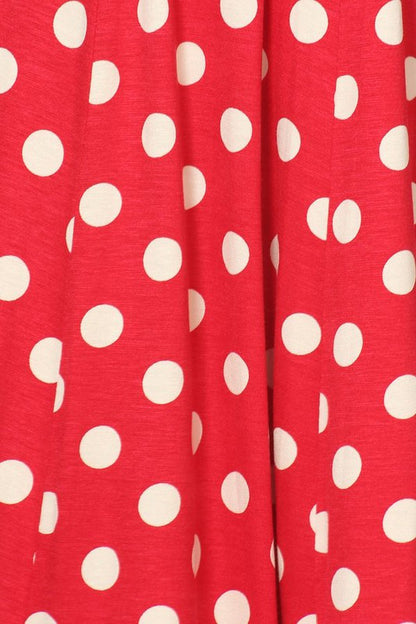 Polka Dot Midi Dress - Relaxed Fit, A-Line, 3/4 Sleeves