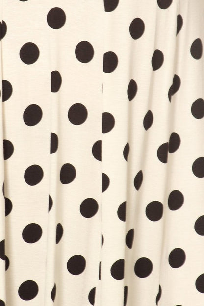 Polka Dot Midi Dress - Relaxed Fit, A-Line, 3/4 Sleeves