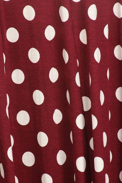 Polka Dot Midi Dress - Relaxed Fit, A-Line, 3/4 Sleeves