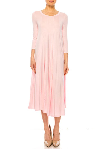 Solid A-Line Dress with Paneled Detail - Elegant and Stylish