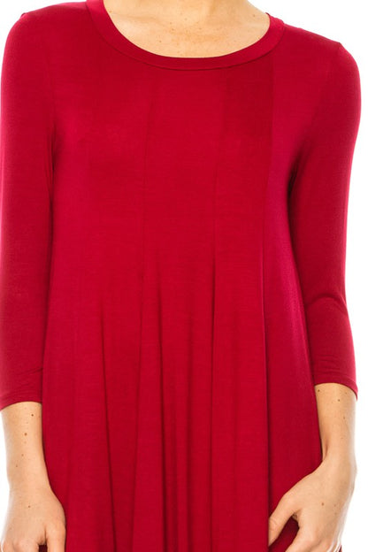 Solid A-Line Dress with Paneled Detail - Elegant and Stylish