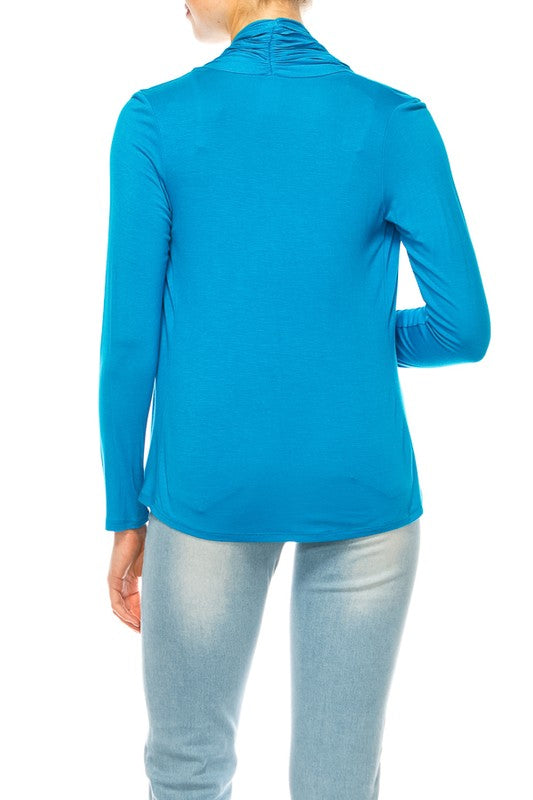 Waist Length Cardigan - Relaxed Fit, Open Front, Asymmetric Hem