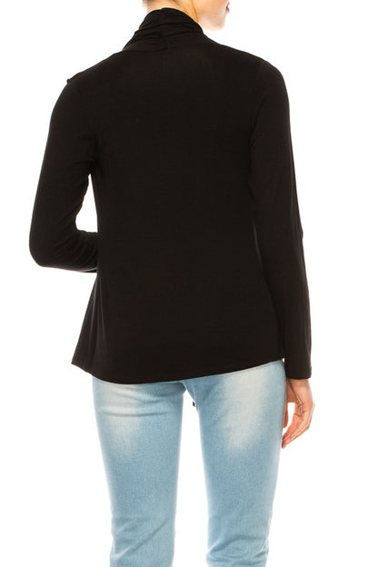 Waist Length Cardigan - Relaxed Fit, Open Front, Asymmetric Hem