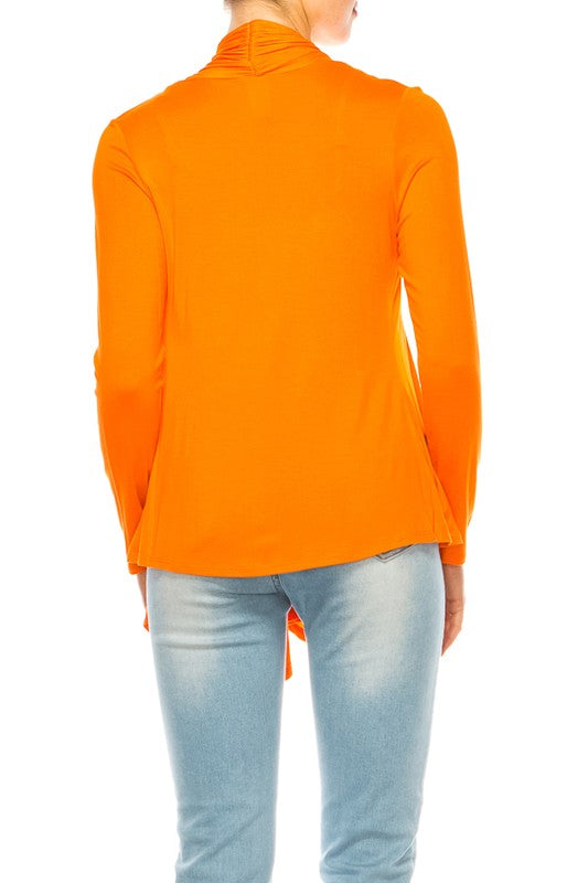 Waist Length Cardigan - Relaxed Fit, Open Front, Asymmetric Hem
