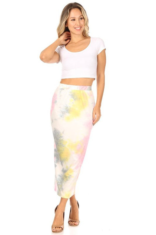 Solid Midi Pencil Skirt - High Waist, Back Slit, Pencil Silhouette