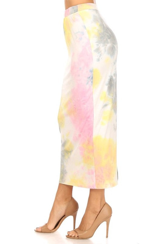 Solid Midi Pencil Skirt - High Waist, Back Slit, Pencil Silhouette
